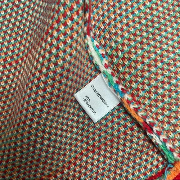 Dee Elly Print Red Fringe Long Open Cardigan Women’s size Small - Picture 7 of 14